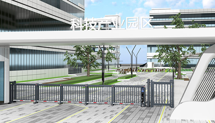 某科技園區(qū)采用 “安快” 柵欄款段滑工業(yè)門(mén)效果圖